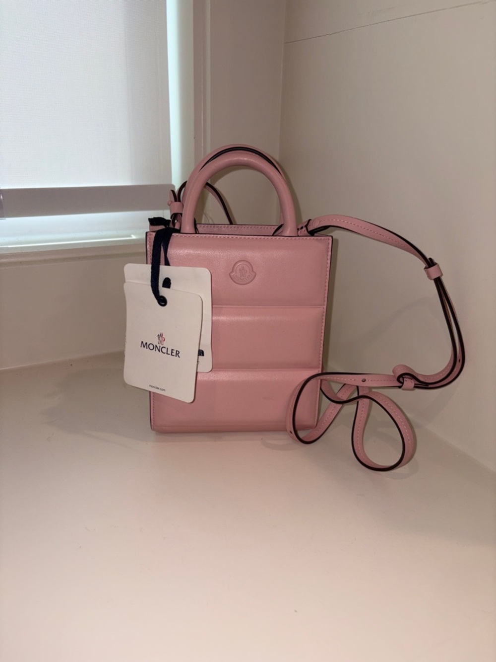 Moncler Pink Quilted Mini Crossbody Tote